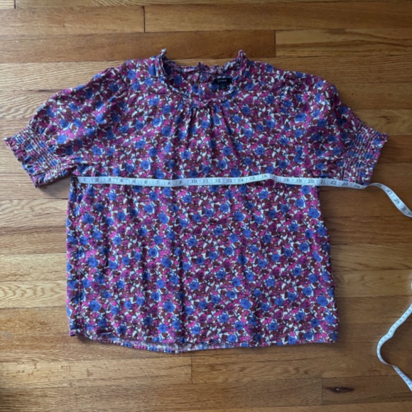 J Crew Floral Linen short sleeve shirt size L - Picture 6 of 7